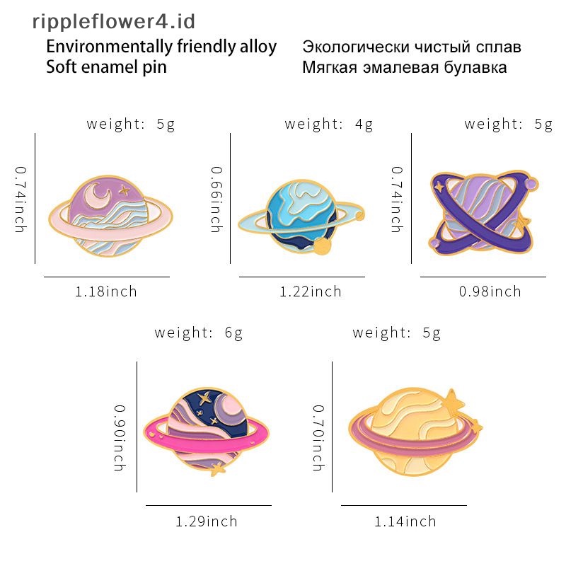 {rippleflower4.id} Bintang Langit Galaxy Koleksi Enamel Pin Romantis Luar Angkasa Planet Logam Kartun Lencana~