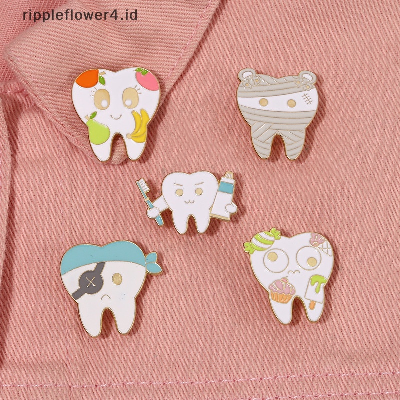 {rippleflower4.id} Kreatif Kesehatan Mulut Enamel Pin Gigi Bajak Laut Bros Kerah Lencana Aksesoris Kartun Dokter Gigi Fashion Perhiasan Hadiah~
