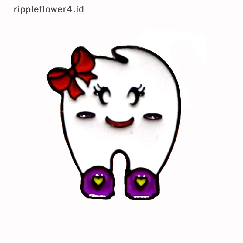 {rippleflower4.id} Pin Enamel Gigi Kartun Kreatif Gigi Sehat Topi Natal Bros Lencana Hadiah Perhiasan Pesta Natal Untuk Anak-Anak~