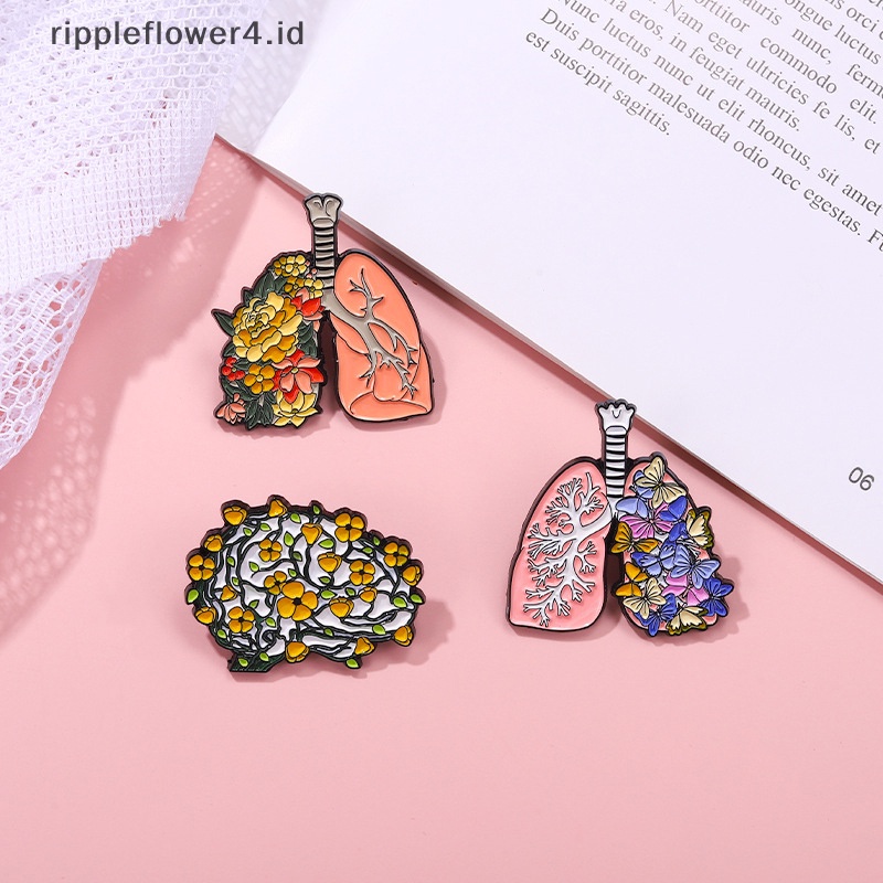 {rippleflower4.id} Kreatif Organs Bunga Enamel Pin Tubuh Internal Jantung Otak Paru-Paru Bros Pin Lucu Bros Kerah Lencana Perhiasan Untuk Wanita Perempuan~