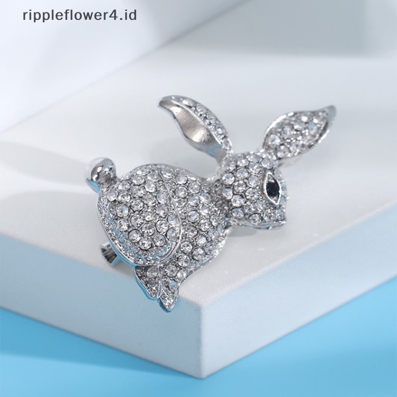 {rippleflower4.id} Bros Kelinci Berlian Imitasi Lucu Musim Dingin Fashion Hewan Pin Zodiak Aksesoris Dekorasi Tahun Baru High Quality~