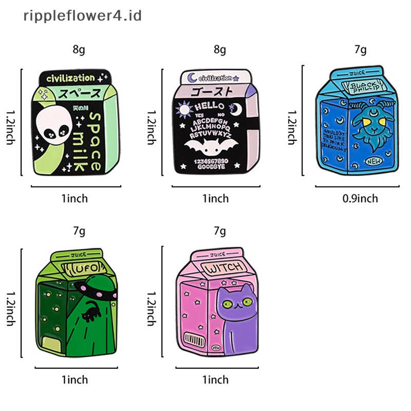 {rippleflower4.id} Pin Enamel Susu Luar Angkasa Custom Alien Penyihir Kucing Kelelawar Setan Bros Kerah Lencana Semesta Minum Perhiasan Hadiah Untuk Teman Anak~