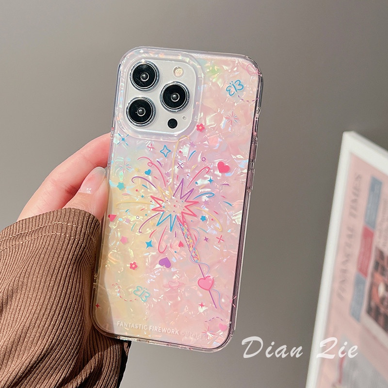 Ins Gaya Cocok Untuk iPhone 14 Pro Max Casing Ponsel iPhone Motif Kembang Api Cetak Ganda Kompatibel Dengan Iphone13 13pro 13prm iPhone 11 11pro 14plus 12Pro Max Casing Ponsel TPU Tahan Guncangan