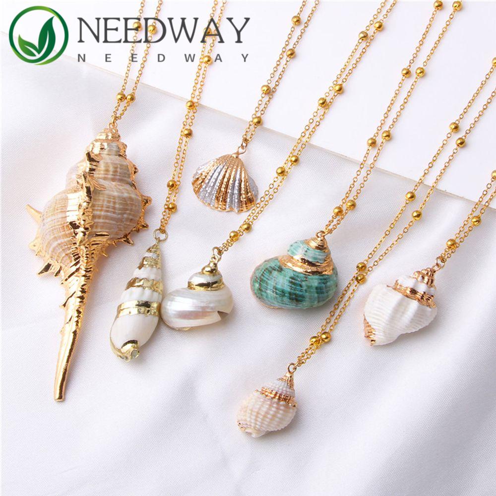 Needway   Shell Kalung Wanita Musim Panas Pantai Cowrie Sea Jewelry