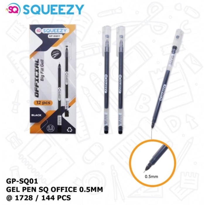 

Pulpen Gel Pen Jumbo SQ-01 Hitam 0.5 mm Needle Tip 4x Lebih Hemat