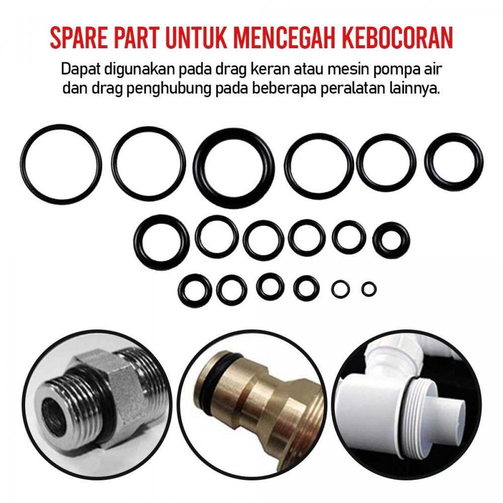 Karet Rubber O Ring Drag Seal Tightening 225 PCS 3-22mm