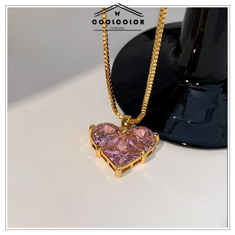 COD❤️Kalung kristal super berkilau Rantai tulang selangka cinta Aksesori fesyen wanita- cl