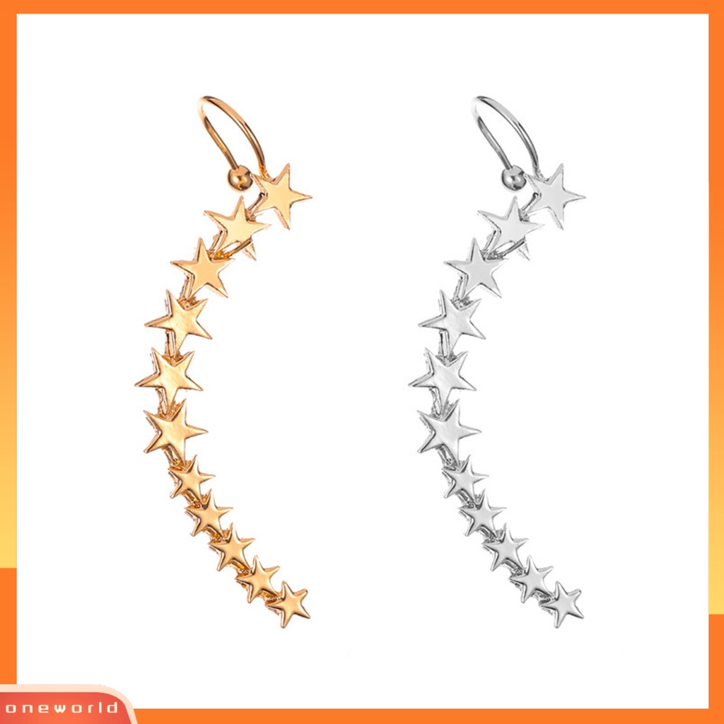 [WOD] 1pc Klip Anting Bintang Berujung Lima Anti-Alergi Wanita Ringan Semua Pertandingan Telinga Manset Perhiasan Aksesoris