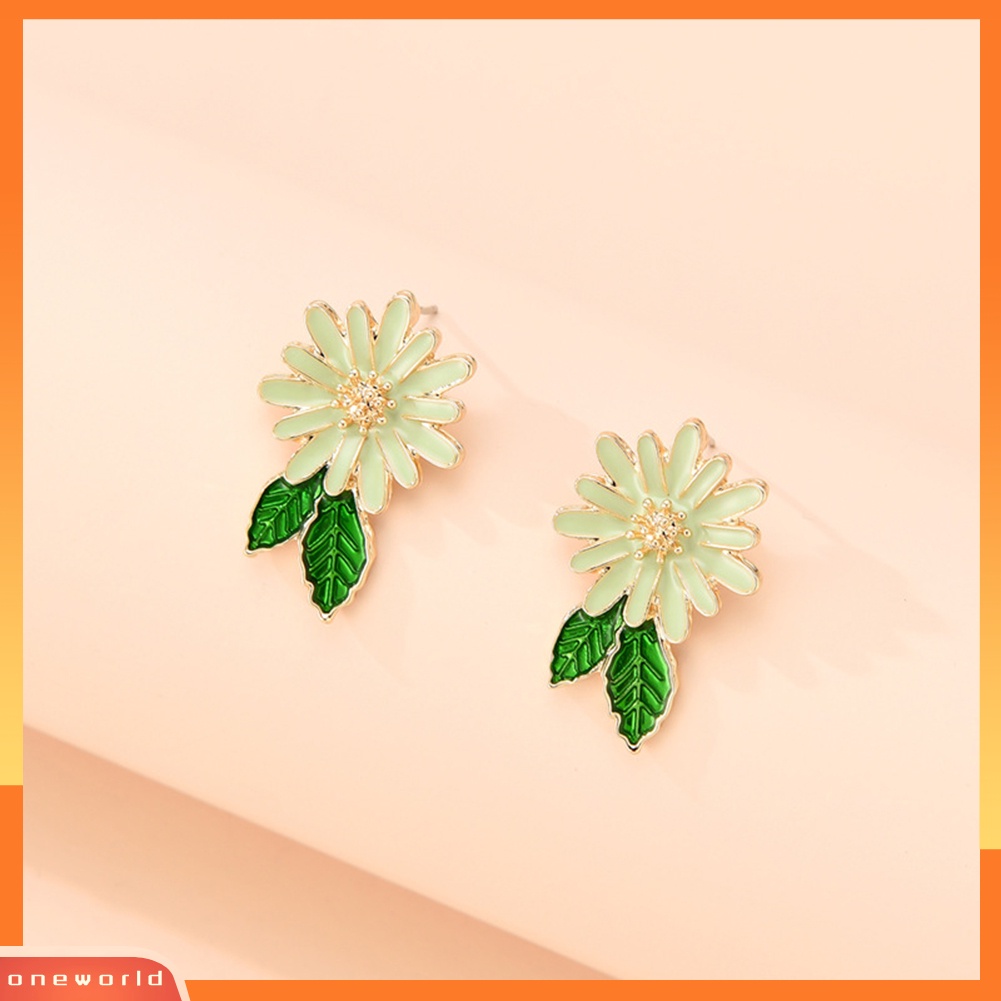 [WOD] Fashion Wanita Marguerite Bunga Enamel Alloy Stud Anting Tindik Perhiasan Hadiah