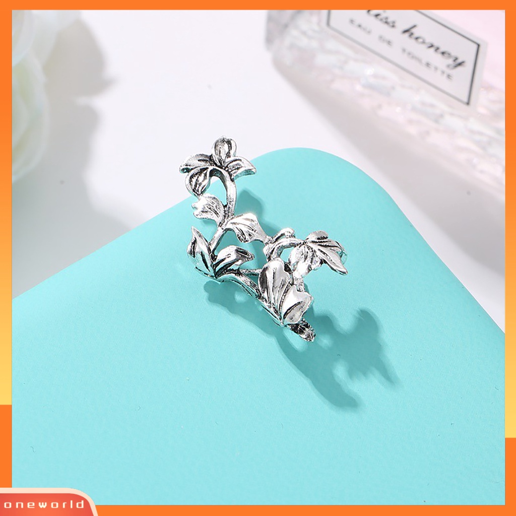 [WOD] 1pc Fashion Wanita Bentuk Daun Ear Stud Cuff Clip On Non Piercing Earrings Jewelry