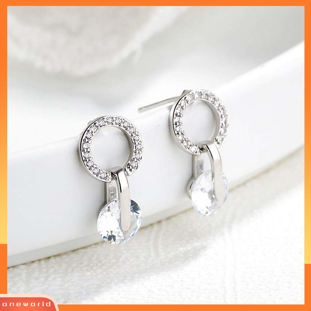 [WOD] Fashion Wanita Berongga Lingkaran Berlian Imitasi Hias Pesona Stud Anting Perhiasan Hadiah