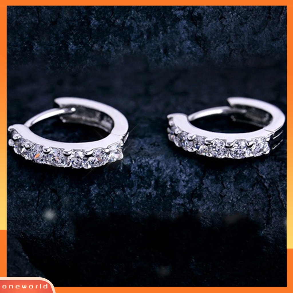 [WOD] Anting Bulat Fashionable Alloy Baris Tunggal Berlian Imitasi Earrings Untuk Perjamuan