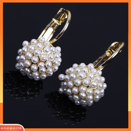 [WOD] Elegan Lady Girl Mutiara Imitasi Leverback Earrings Hadiah Perhiasan Pengantin Pernikahan