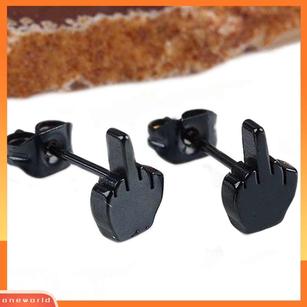 [WOD] Ear Stud Anting Motif Jari Bahan Stainless Steel Anti Karat Bebas Alergi Untuk Kehidupan Sehari-Hari