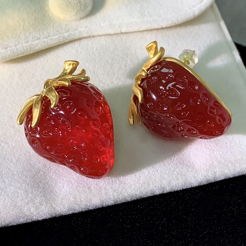 Strawberry Merah Berlebihan Retro Medieval Gaya Baru Manis Niche Anting