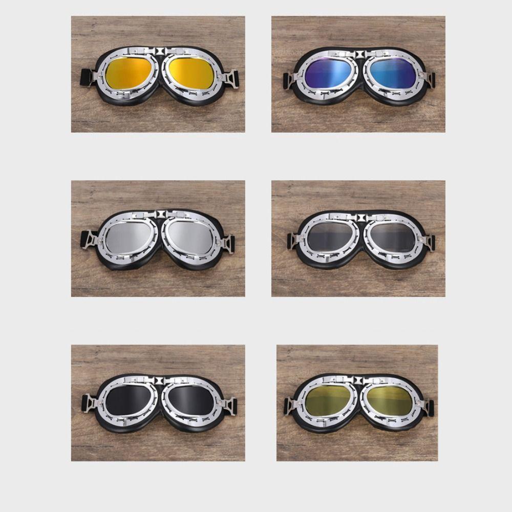 Needway Kacamata Motor UV Sandproof Steampunk Vintage Sepeda Kacamata Gafas Ksatria Peralatan Angin Kacamata Helm Pilot Kacamata Hitam Angin Cermin Kaca Mata