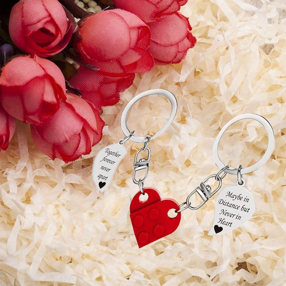 Cinta Hati Bata Gantungan Kunci Lucu Fashion Persahabatan Aksesoris Mobil Ornamen Perhiasan Blok Bangunan Block Keyring