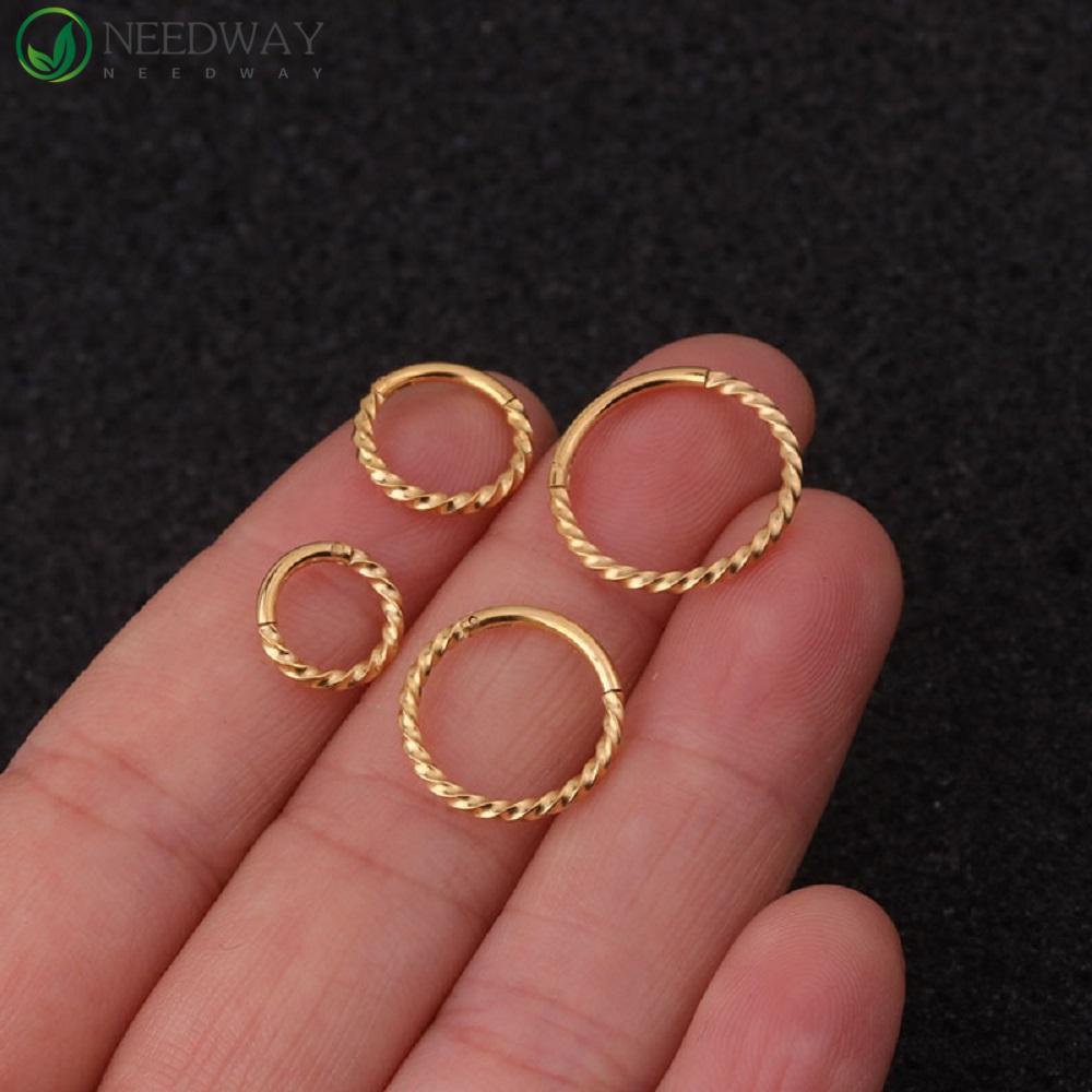 Needway Cincin Tindik Hidung Baru 1 Pcs Hidung Septum Helix Cartilage Stainless Steel Bulat Stud Earrings