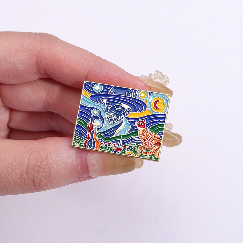 Van Gogh Lukisan Minyak Enamel Pin Bros Langit Berbintang Galaxy Artis Lukisan Pin Bros Kerah Lencana Famouns Perhiasan Hadiah Untuk Teman