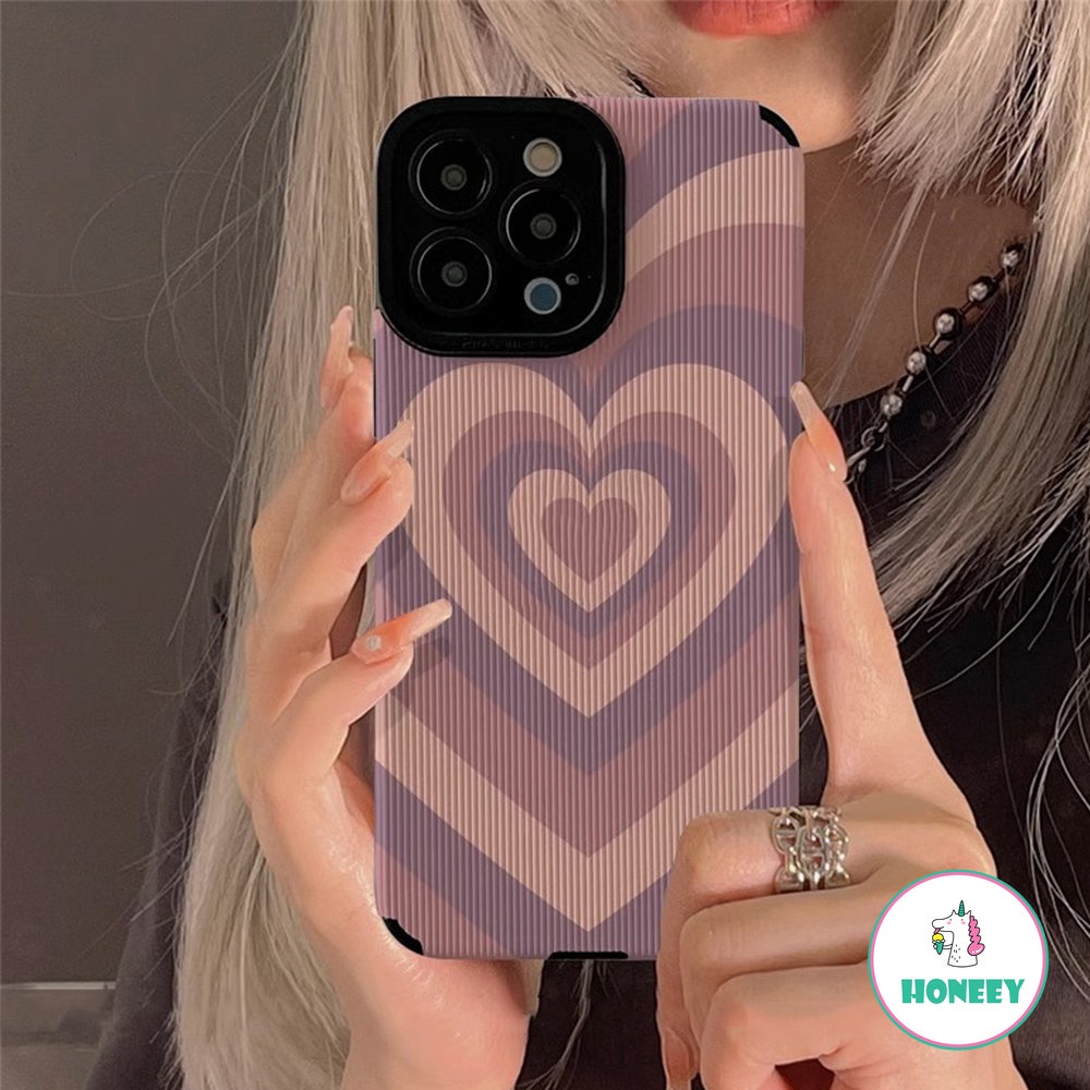 Casing Ponsel Cinta Gradasi Ungu Fashion Untuk iPhone 14 Pro Max13 12 11 Pro Max XR X XS Max 7 8Plus Garis Warna-Warni Penutup Belakang