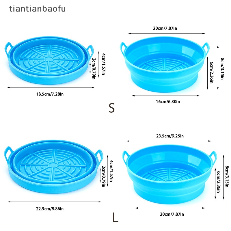 [tiantianbaofu] Silikon Air Fryer Pot Basket Liners Non-Stick Lipat Aman Oven Baking Tray Butik