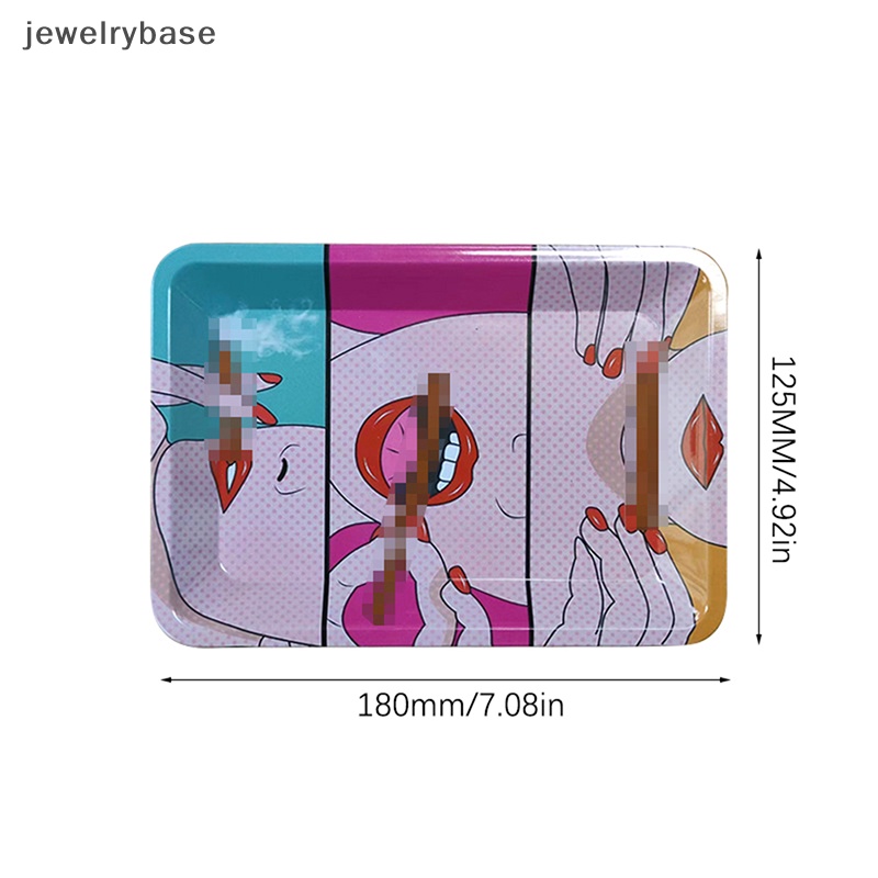 [jewelrybase] 180*125mm Tinplate Tray Rolling Piring Penyimpanan Bunga Ramuan Kering Dengan Pola Menyenangkan Butik