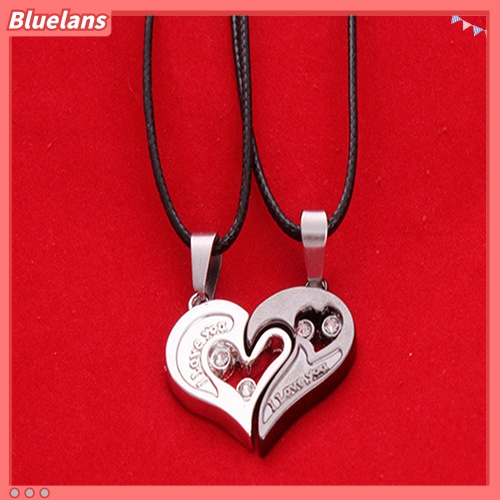 [BLS] 2pcs Bergaya His and Hers Heart Pendant Huruf Inggris Pasangan Cinta Kalung