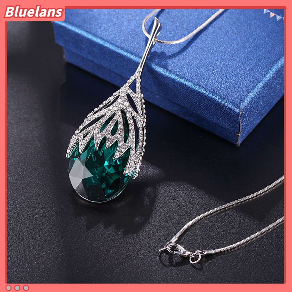 [BLS] Wanita Sweater Rantai Oval-Berbentuk Berlian Imitasi Elegan Gaya Korea Tahan Aus Liontin Sweater Kalung Perhiasan Hadiah