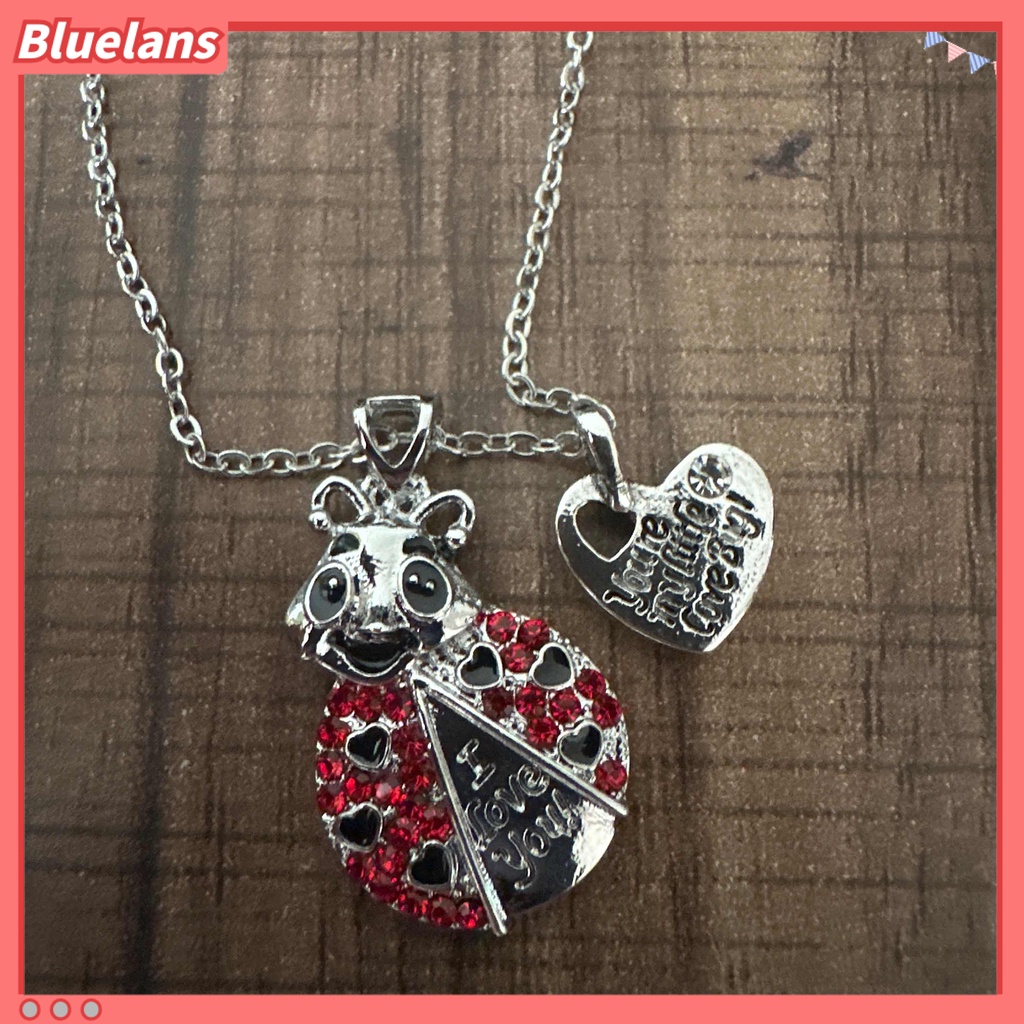 [BLS] Wanita Berlian Imitasi Hias Ladybug Hati Huruf Liontin Rantai Kalung Perhiasan Hadiah