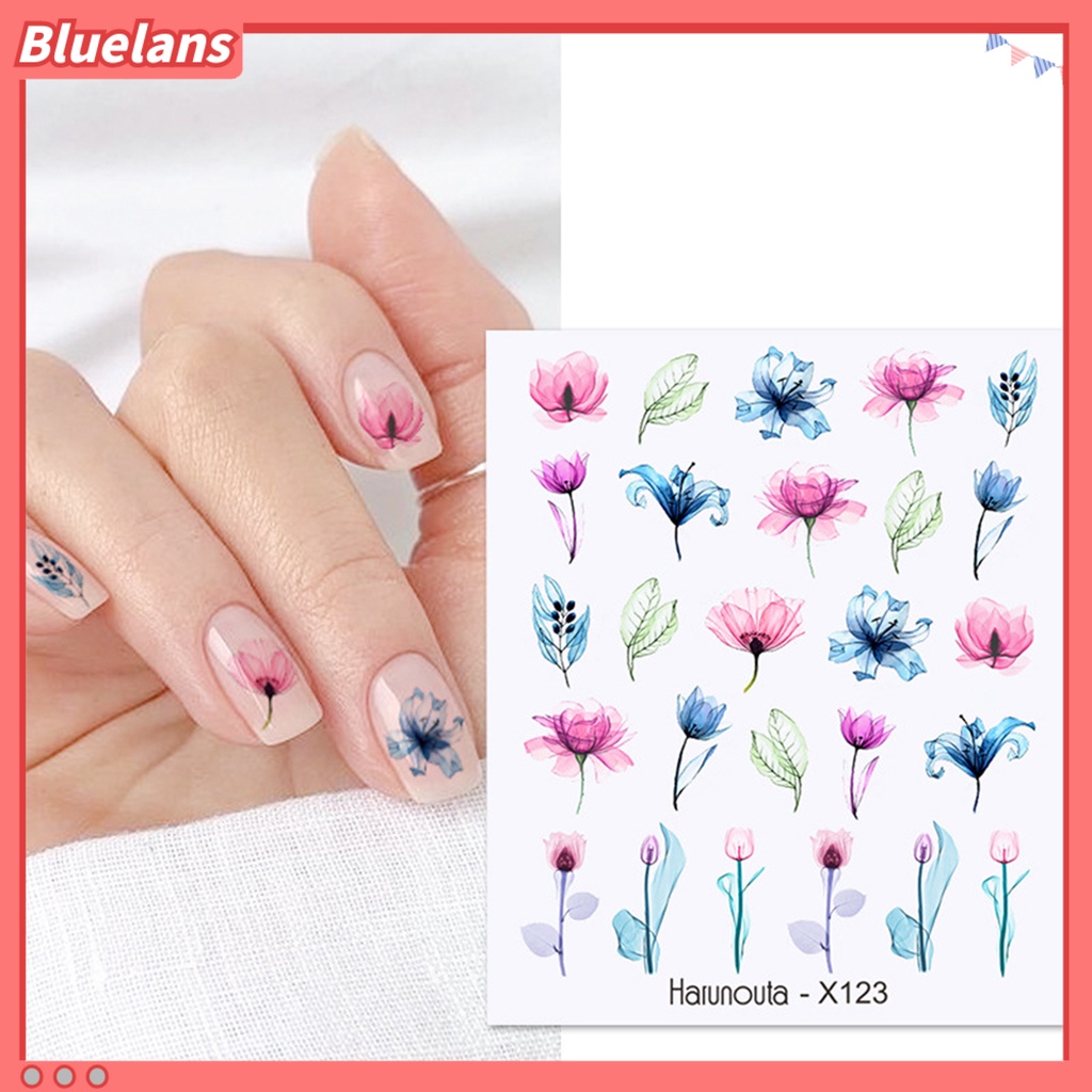 [BLM] Stiker Kuku Romantis Efek 3D Ultra Tipis Bunga Cinta Desain Valentine Kuku Air Decals Untuk Manicure