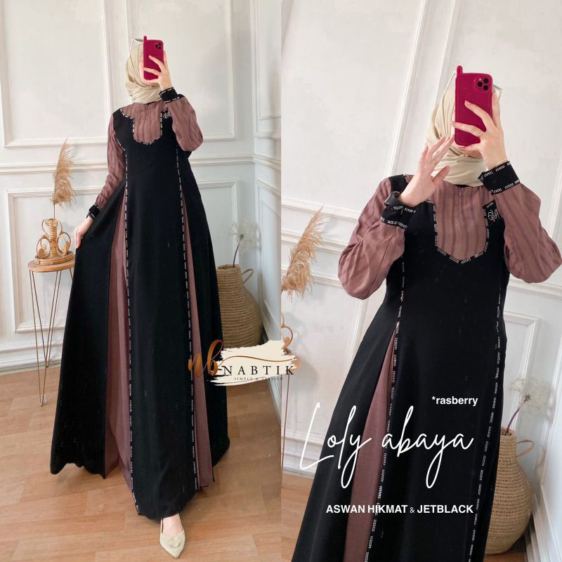 LOLY ABAYA ORI NABTIK | Ld110 Aswan Premium mix Jet Black