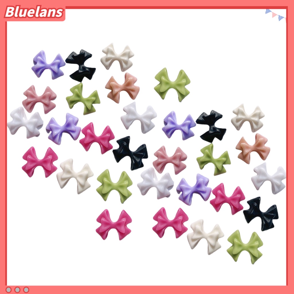 [BLM] 30pcs Dekorasi Kuku Mudah Tempel Busur-Simpul Transparan Indah Efek 3D DIY Nail Art Kawaii Anti-Kerusak Glitter Perhiasan Kuku Aksesoris Kuku