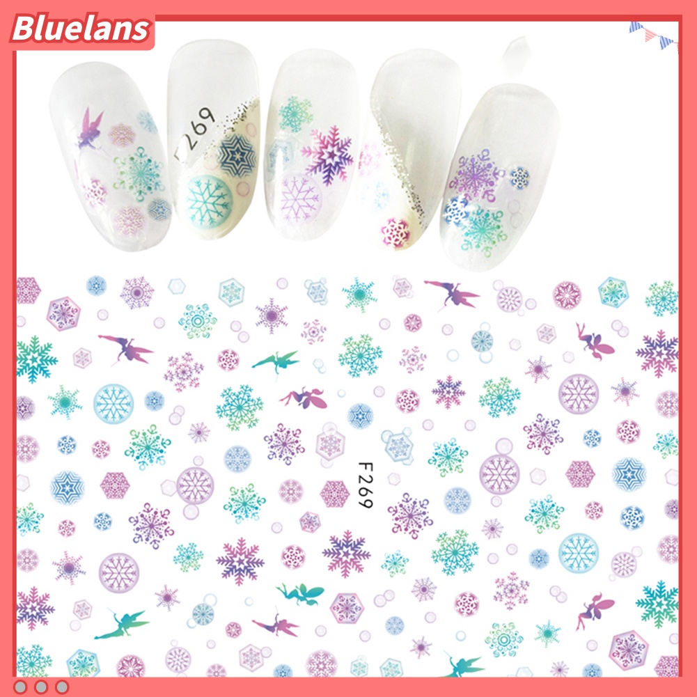 [BLM] 1lembar Snowflake Bunga Decals Nail Art Stiker Tips DIY Manicure Dekorasi