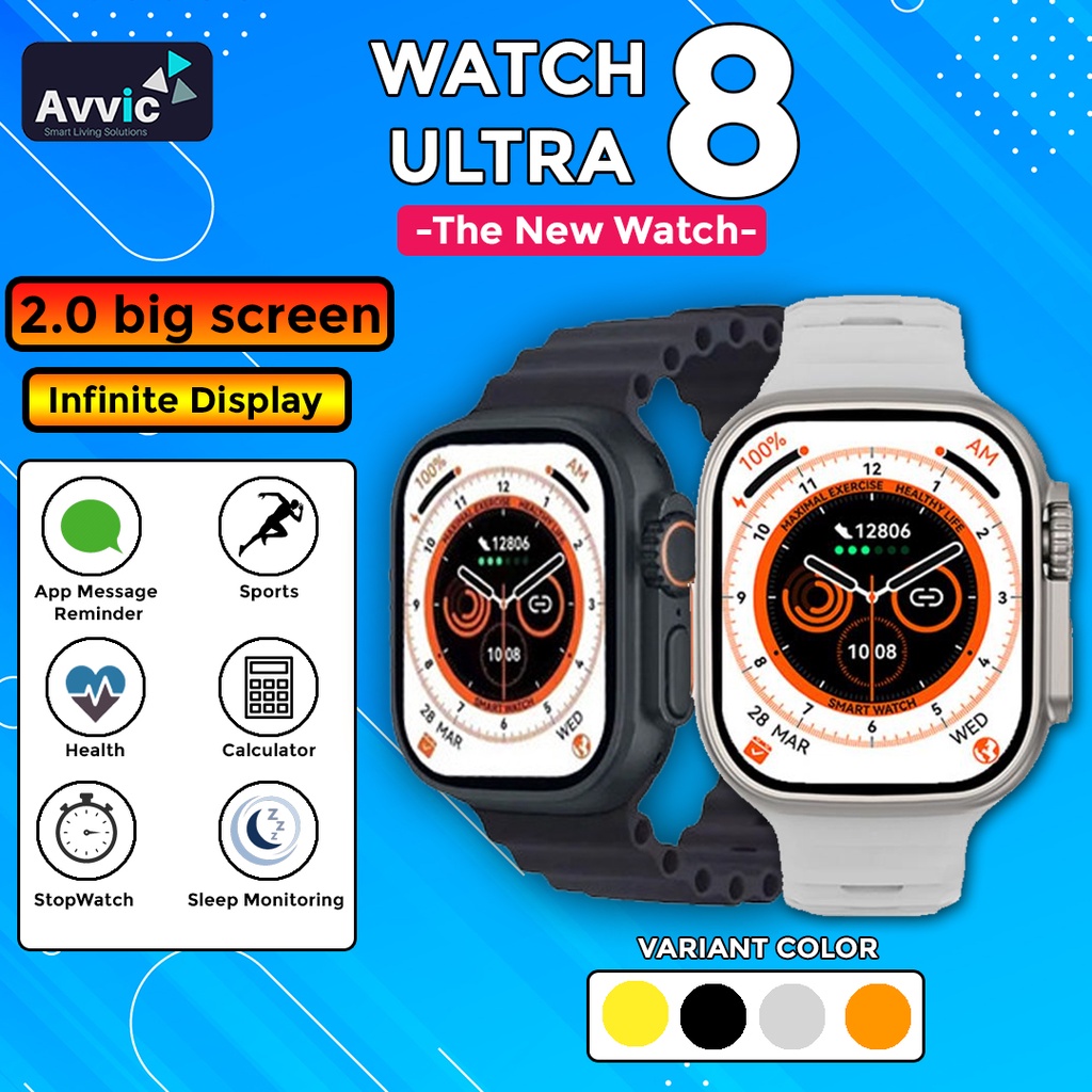 Jam Tangan Watch 8 Ultra Smartwatch 2.0 Big Screen Bluetooth Calling Kalkulator Game Full Touchscreen