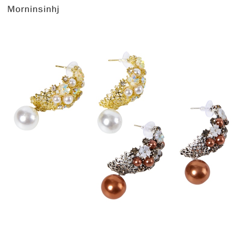 Mornin 1pasang Fashion Pearl Ear Studs Earrings Elegan Wanita Anting Perhiasan Pesta Pernikahan Pengantin Telinga Perhiasan id