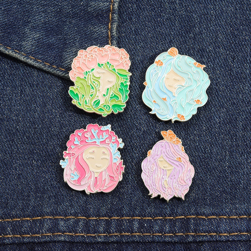 Kreatif Bunga Peri Enamel Pin Bros Lucu Kupu-Kupu Laut Gadis Bros Kerah Pin Tombol Lencana Kartun Perhiasan Hadiah Untuk Anak-Anak Teman