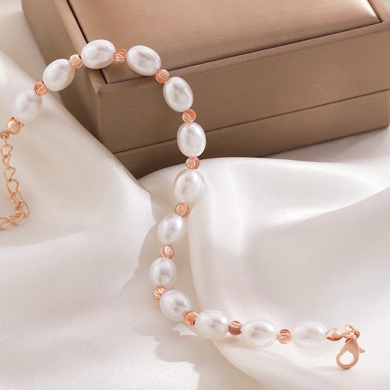 Gelang Mutiara Air Tawar Siswa Perempuan Pacar Desain Sederhana Baroque Pearl Bracelet