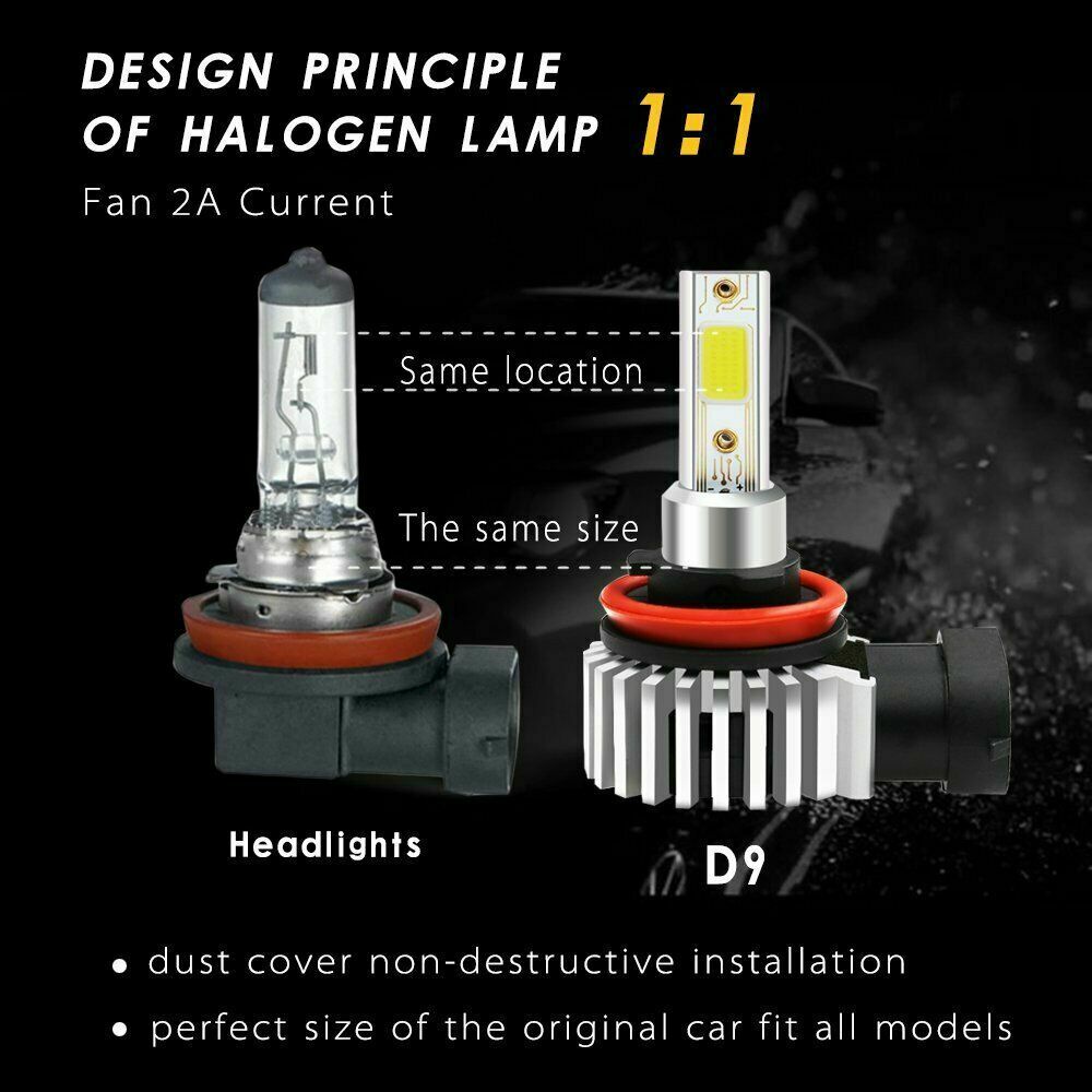 【2pcs】 Super Terang 9005 HB3 LED Headlight Bulb H4  H8 H11 H16JP Foglamp 12-24V Tinggi Rendah Beam 6000K COB Lampu Depan Mobil LED