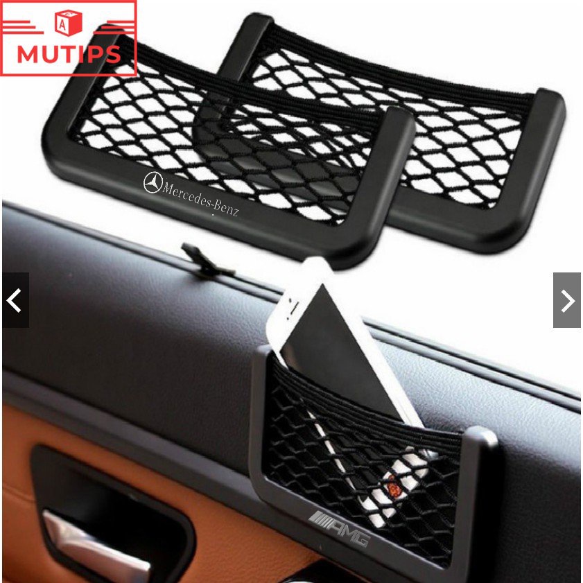 Mercedes Benz Tas Penyimpanan Jaring Kursi Mobil Universal Berkualitas Tinggi Phone Holder Pocket Untuk AMG W205 W212 W204 W220 W206 W124 EQE EQC W207 W211 W213 W218 W2222