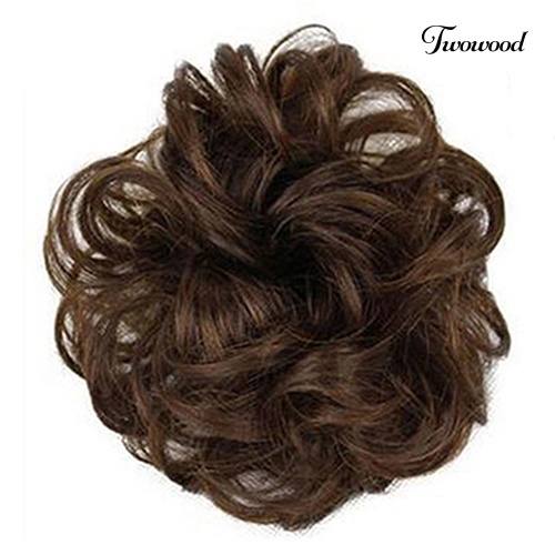 Twowood Hot Wanita Lady Wavy Curly Dish Rambut Sanggul Ekstensi Sopak Chignon Scrunchie