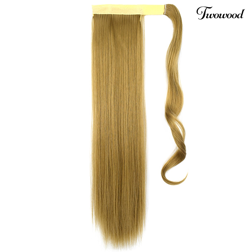 Klip Serat Sintetis Twowood 24inch in Lurus Ponytail Wig Hair Extension Sopak