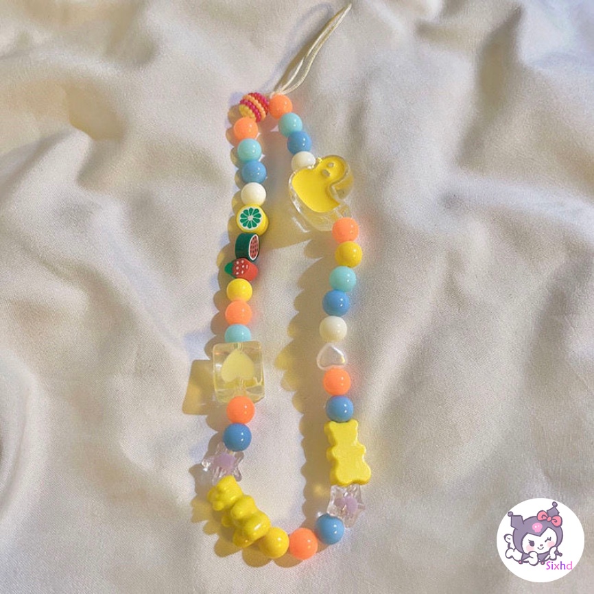 Kartun Boneka Telepon Lanyard Gelang Manik-Manik Universal Untuk iPhone Android Gaya Jepang Korea phone Case Liontin Dekorasi Aksesoris Telepon Serbaguna Pendant