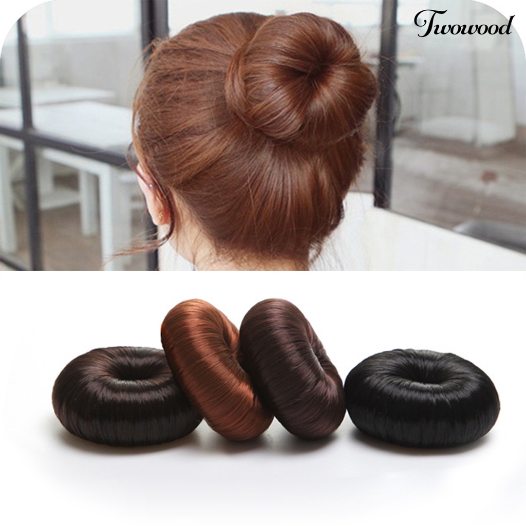 Twowood Hair Ring Bagus Elastis Gaya Rambut Memperbaiki Resin Wig Rambut Donat Untuk Wanita