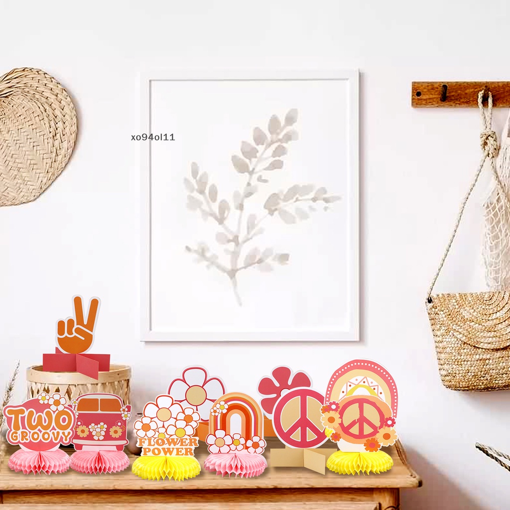 Xo 10pcs Set Dua Groovy Dekorasi Pesta Dua Groovy Party Honeycomb Centerpieces OL