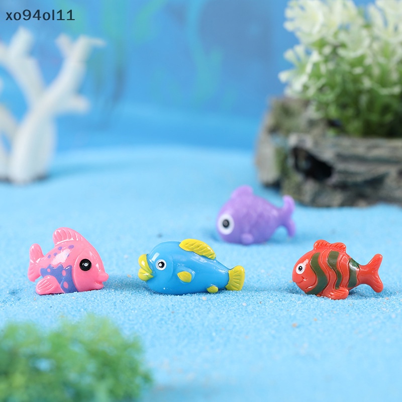 Xo 10 Pcs Random Kecil Warna-Warni Ikan Resin Ornamen Lanskap Mikro Kreatif Aquarium Ikan Hiasan Dekorasi OL