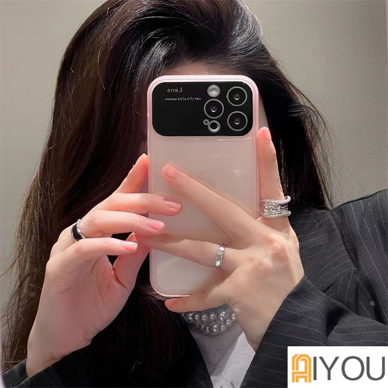 IPHONE Casing Soft Phone Jendela Besar Warna Kontras Transparan Untuk Iphone14Plus13 12 11 Pro Max Lensa Kamera Clear Protection Cover