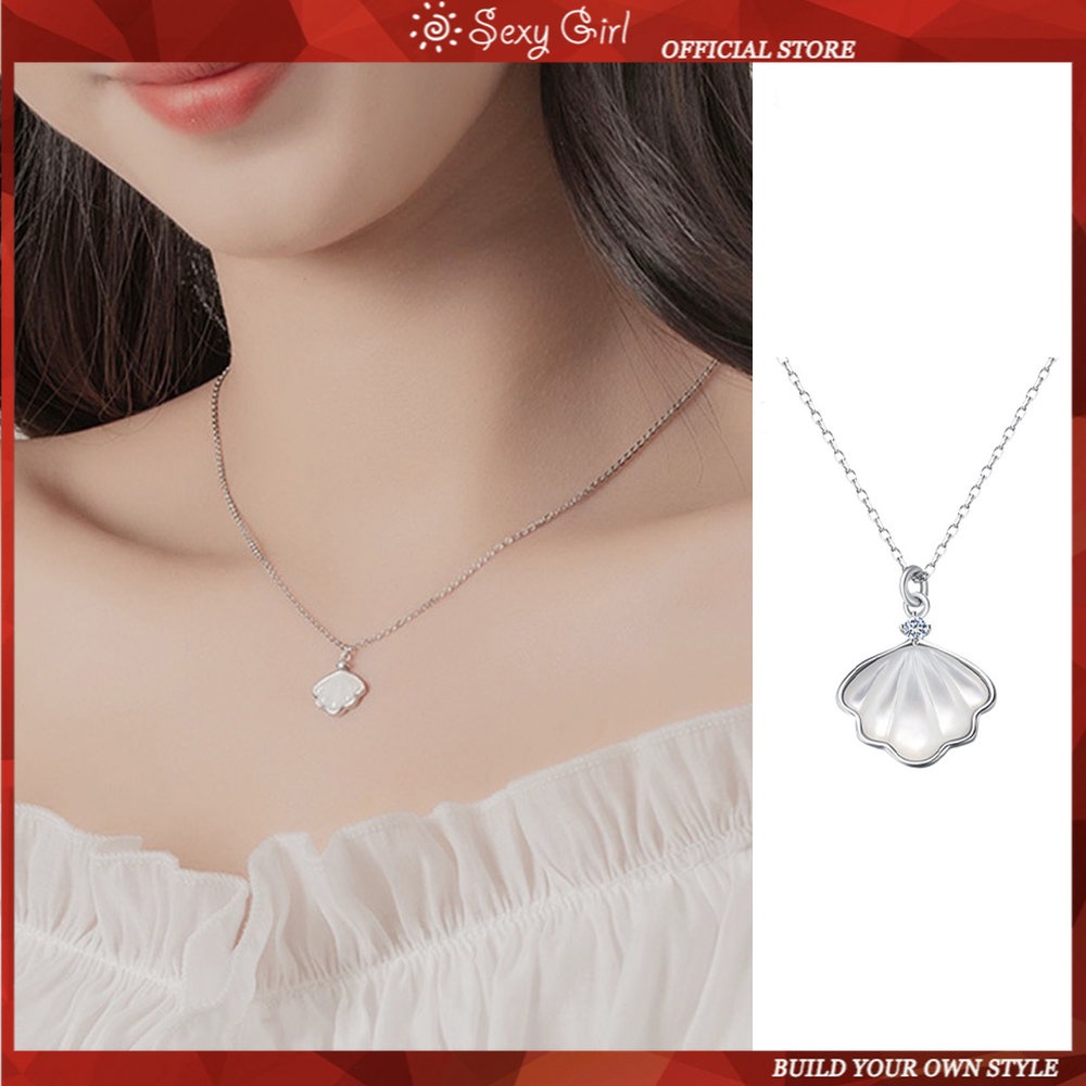 Gaya Keren Minimalis Baru Desain Niche Ringan Mewah Hias Berlian Kalung Shell Rantai Klavikula Untuk Wanita Perhiasan Gadis Seksi