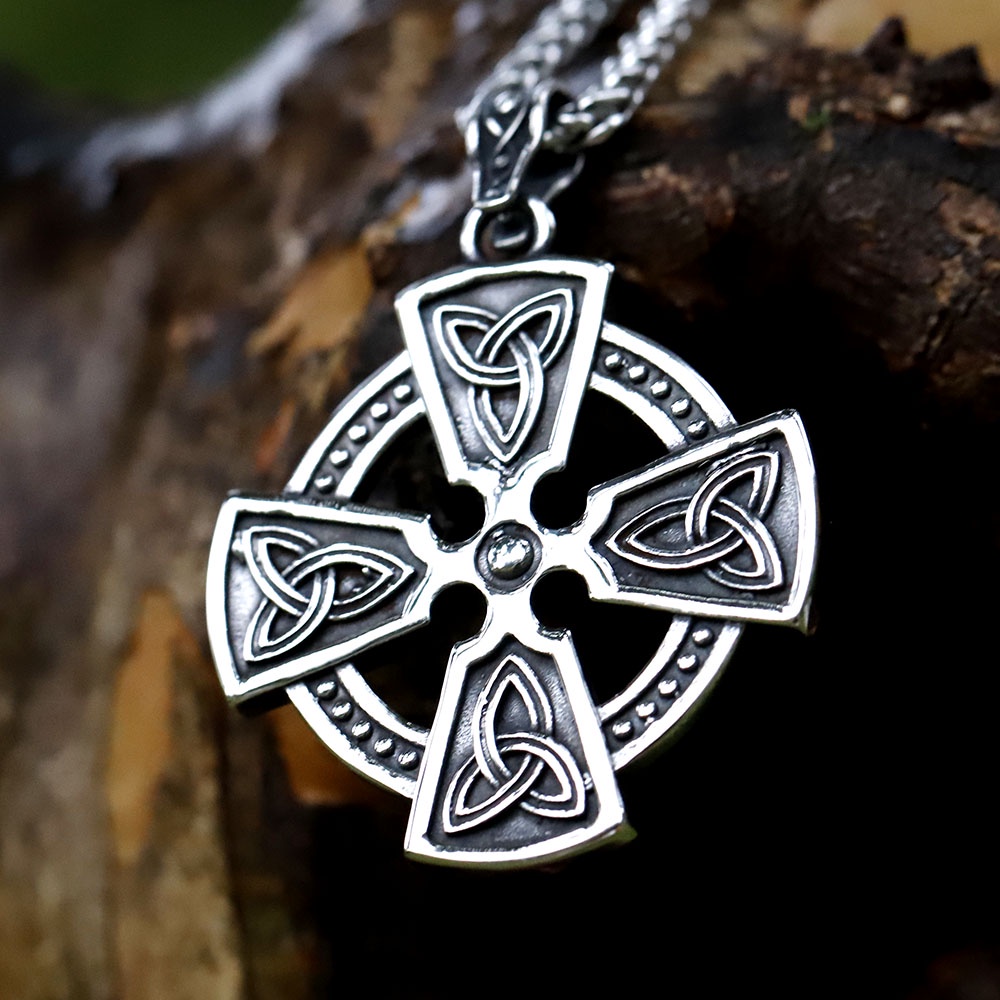 New Viking Punk Valknut Celtic Cross Kalung Liontin Fashion Pria Perhiasan