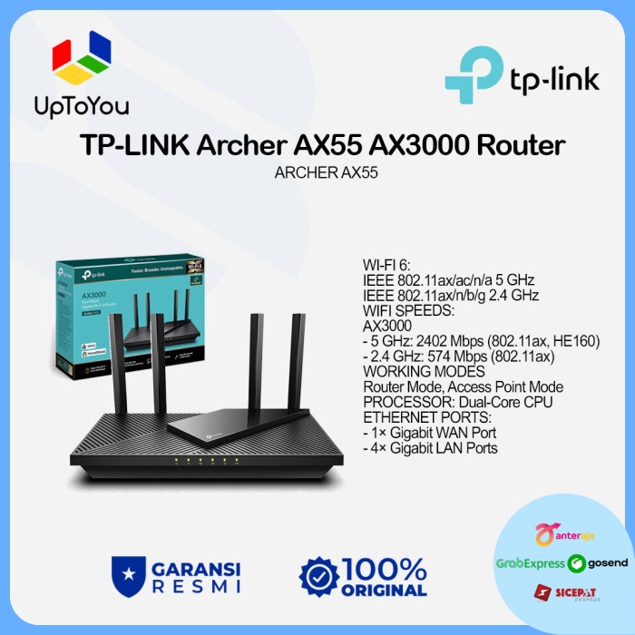 TP-LINK Archer AX55 AX3000 Dual Band Gigabit Wi-Fi 6 Router