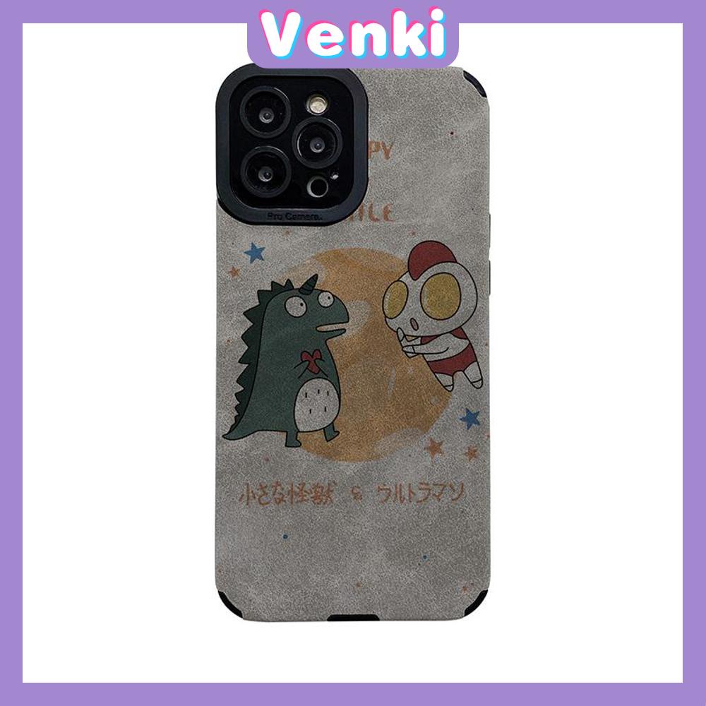 VENKI - Untuk iPhone 11 Case Leather Pupil Suede Case Soft Shockproof Case Camera Simple Cute Monster Superman Kompatibel iPhone 14 13 Pro max 12 Pro max xr xs 7Plus 8Plus